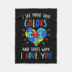 Autism Awareness Heart I See Your True Colours Puz Fleece Blanket