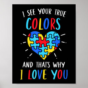 Autism Awareness Heart I See Your True Colours Puz Poster