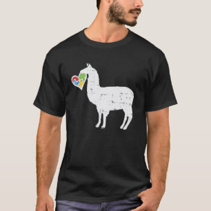Autism Awareness Heart Llama Shirt Puzzle Autistic