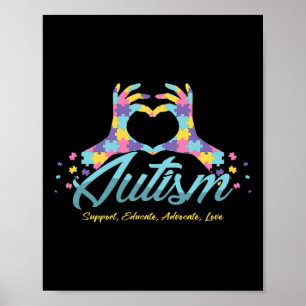 Autism Awareness Heart Puzzle Autistic Ribbon Spec Poster