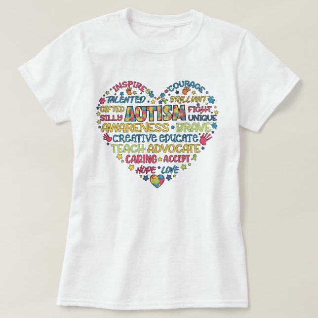 Autism Awareness Heart Puzzle Piece Pride T-Shirt (Design Front)