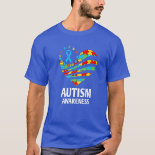 Autism Awareness Heart Support Autistic Women Men T-Shirt