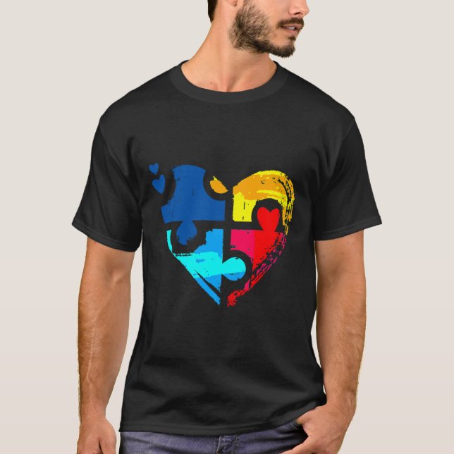 Autism Awareness  Heart T-Shirt (Front)