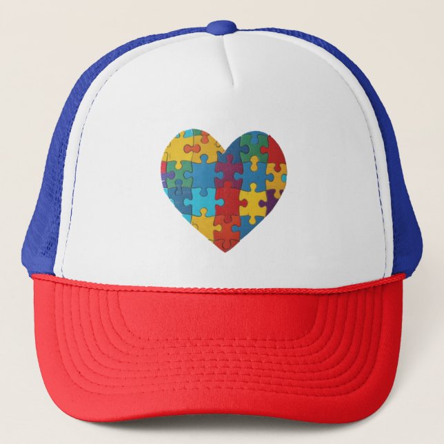Autism Awareness, Heart, Trucker Hat (Front)
