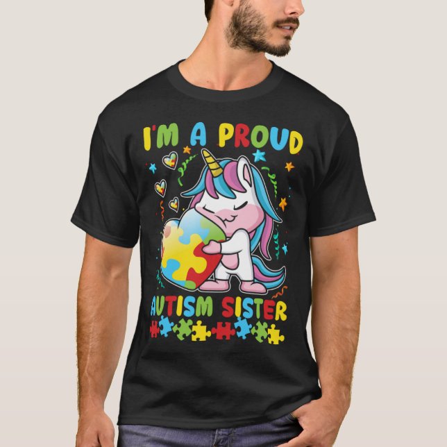 Autism Awareness Heart Unicorn Girl Proud Autism S T-Shirt (Front)