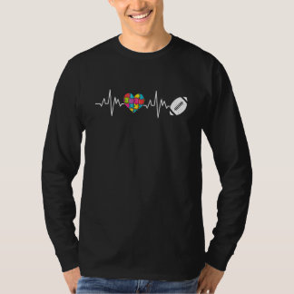 Autism Awareness Heartbeat Puzzle Football Support T-Shirt