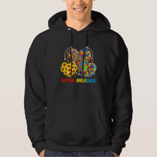 Autism Awareness Hearts Leopard Autism Life Womens Hoodie