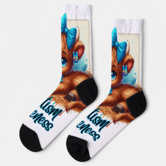 Autism Awareness highland Cow Socks 