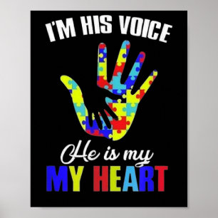 Autism Awareness- I Am His Voice, Kid Hand, And Ad Poster