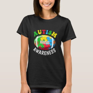 Autism Awareness I Love Someone With Autism Footba T-Shirt