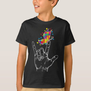 Autism Awareness I Love You Asl Hand Sign Language T-Shirt
