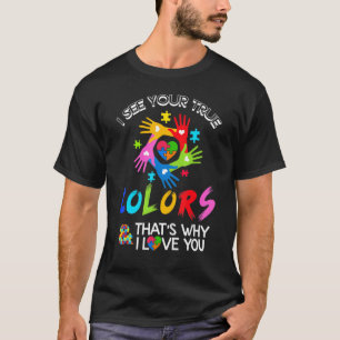 Autism Awareness I See Your True Colours Puzzle Pi T-Shirt