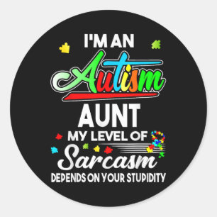 Autism Awareness Im An Autism Aunt Shirt  Classic Round Sticker