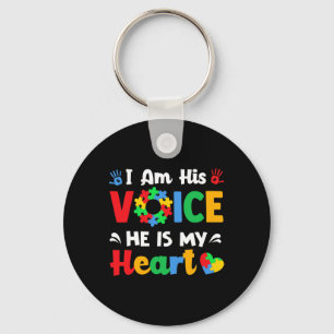 Autism Awareness I'm His Voice He Is My Heart Mum  Key Ring