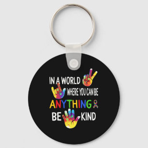 Autism Awareness In World Be Kind ASL Language Puz Key Ring