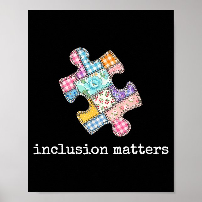 Autism Awareness Inclusion Patchwork Puzzle Poster (Front)