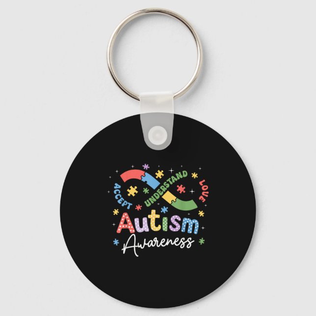 Autism Awareness Infinity Symbol Accept Understand Key Ring (Front)