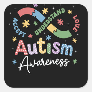 Autism Awareness Infinity Symbol Accept Understand Square Sticker