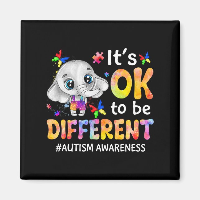 Autism Awareness It's Ok To Be Different Elephant  Magnet (Front)