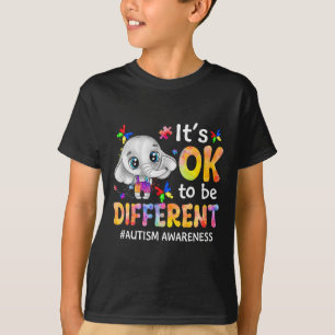 Autism Awareness It's Ok To Be Different Elephant T-Shirt