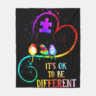 Autism Awareness It's OK To Be Different Love Puzz Fleece Blanket