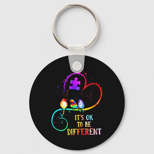 Autism Awareness It's OK To Be Different Love Puzz Key Ring (Front)