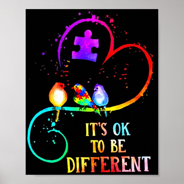 Autism Awareness It's OK To Be Different Love Puzz Poster (Front)