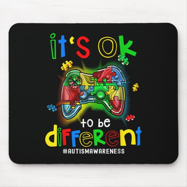 Autism Awareness Its Ok To Be Different Video Game Mouse Pad (Front)