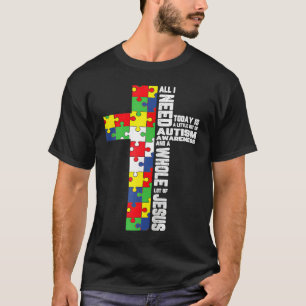 Autism Awareness Jesus Cross Christian God Jigsaw  T-Shirt