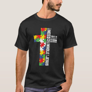 Autism Awareness Jesus Cross Puzzle Cool Christian T-Shirt