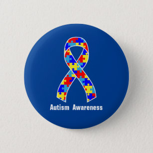 Autism Awareness Jigsaw Puzzle Ribbon 6 Cm Round Badge