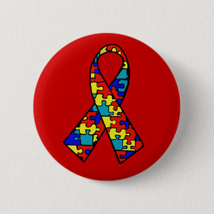 Autism Awareness Jigsaw Puzzle Ribbon Products 6 Cm Round Badge