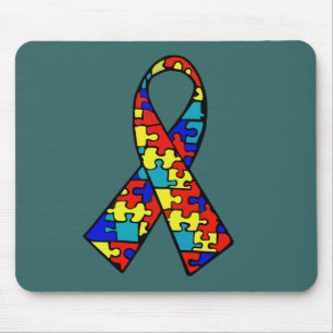 Autism Awareness Jigsaw Puzzle Ribbon Products Mouse Pad