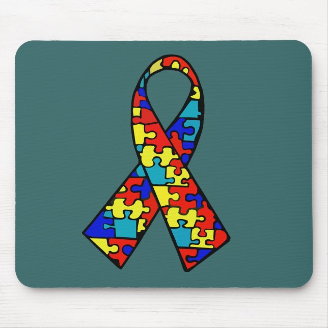 Autism Awareness Jigsaw Puzzle Ribbon Products Mouse Pad (Front)