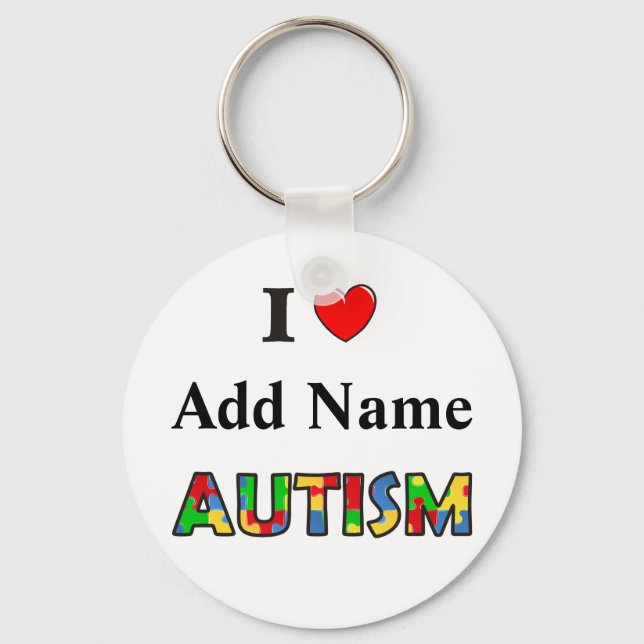 Autism Awareness Keychain I Love Customize (Front)