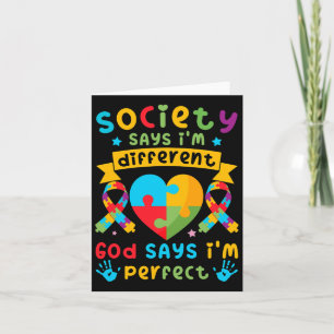 Autism Awareness Kids Boys God Says I'm Perfect  Card