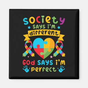 Autism Awareness Kids Boys God Says I'm Perfect  Magnet