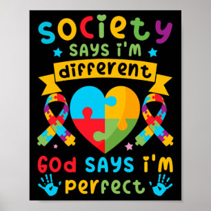 Autism Awareness Kids Boys God Says I'm Perfect  Poster