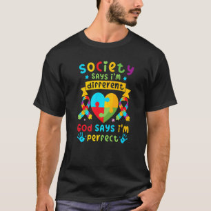 Autism Awareness Kids Boys God Says I'm Perfect T-Shirt