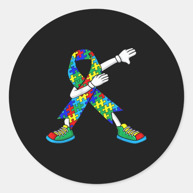 Autism Awareness Kids Boys Toddlers Dabbing Dab Da Classic Round Sticker (Front)