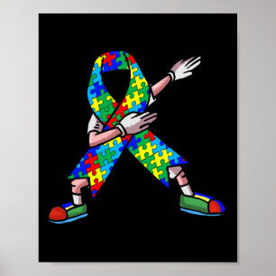 Autism Awareness Kids Dabbing Puzzle Piece Love Da Poster
