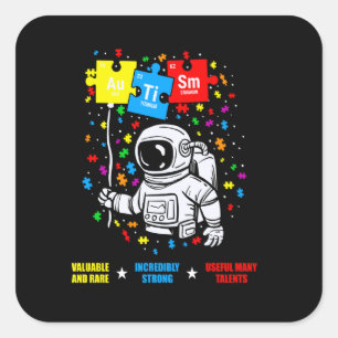 Autism Awareness Kids Elements Periodic Table Astr Square Sticker