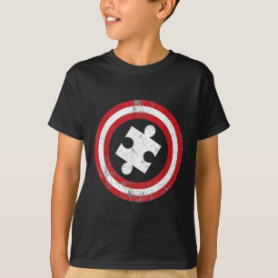 Autism Awareness Kids Men Puzzle Superhero Captain T-Shirt