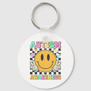 Autism Awareness Kids Men Women Smile Face Autisti Key Ring