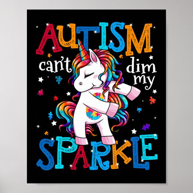 Autism Awareness Kids Unicorn  For Autism Mum Girl Poster (Front)