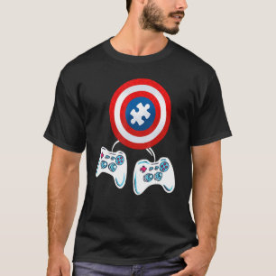 Autism Awareness Kids Video Gamer Puzzle Piece Blu T-Shirt
