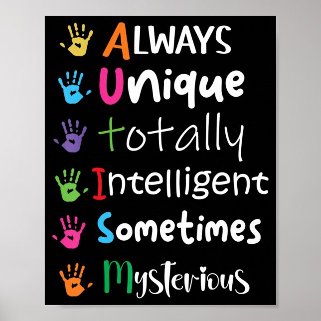 Autism Awareness Kindness  Always Unique Totally  Poster (Front)