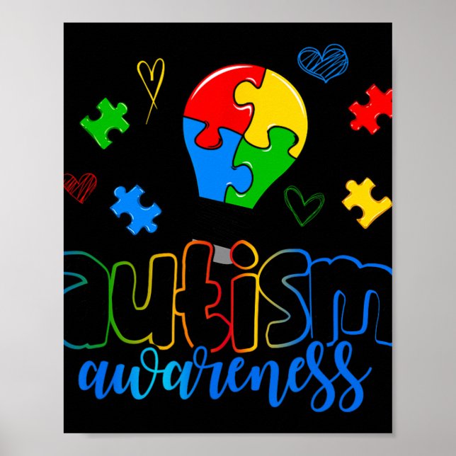 Autism Awareness Light Bulb Puzzle  Poster (Front)
