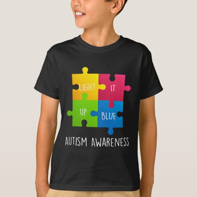 Autism Awareness Light it up Blue  T-Shirt (Front)
