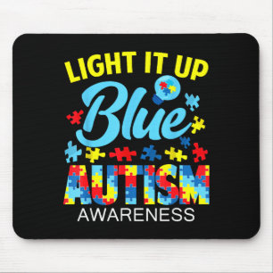 Autism awareness light up blue puzzle lightbulb me mouse pad